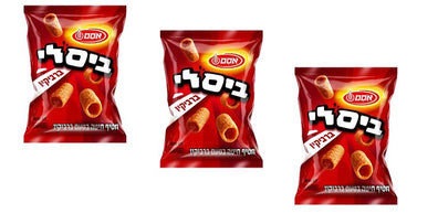 3X Bissli Osem, Israeli Crunchy Wheat Snack BBQ Flavored Original Taste 67 gr - KOSHERTOP